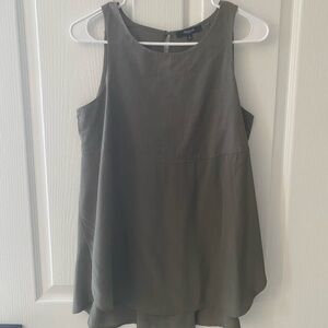 Madewell Olive Silk Sleeveless Layered A-Line Top